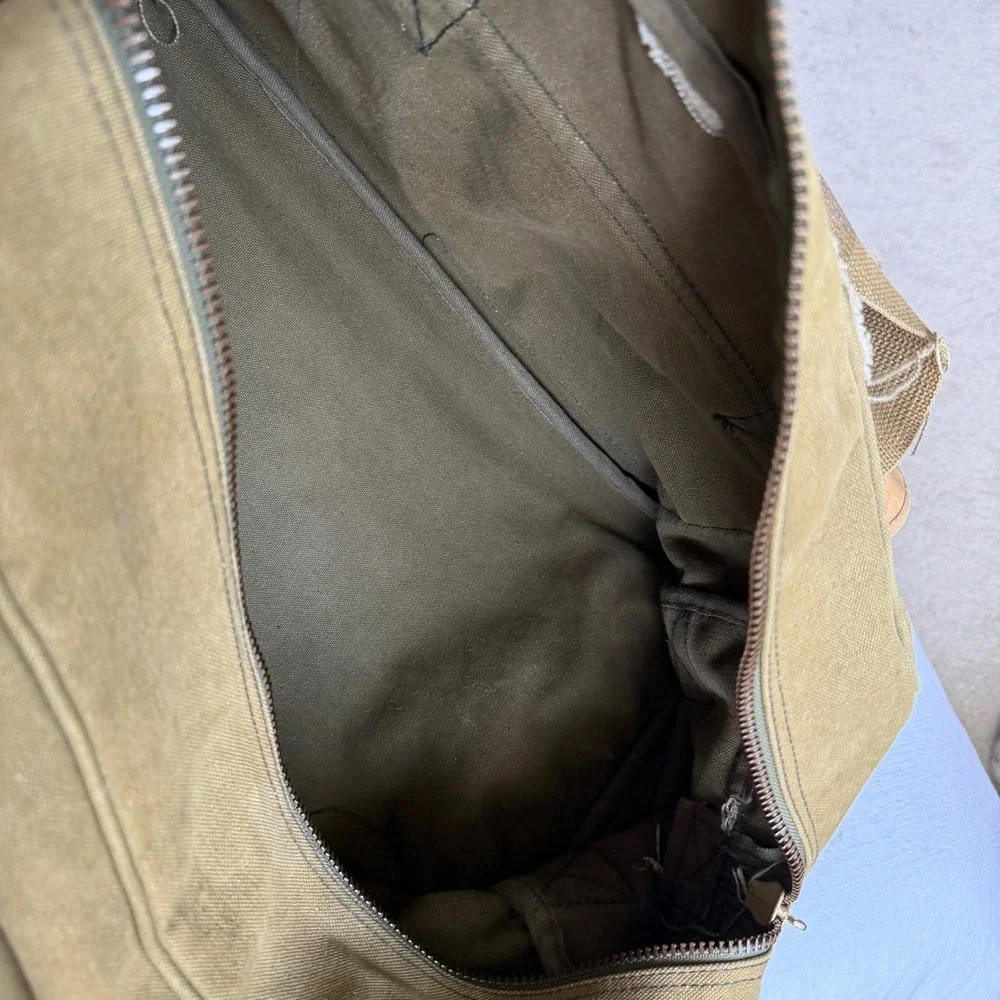 Eddie Bauer Outdoor Outfitters Canvas Duffel Bag Green Distressed Travel Luggage